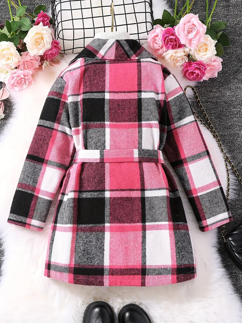 Jacket Toddler Coat Girl's Long Sleeve Plaid Hooded Coat Winter Thickened Warm Tops Baby Girl Bubble