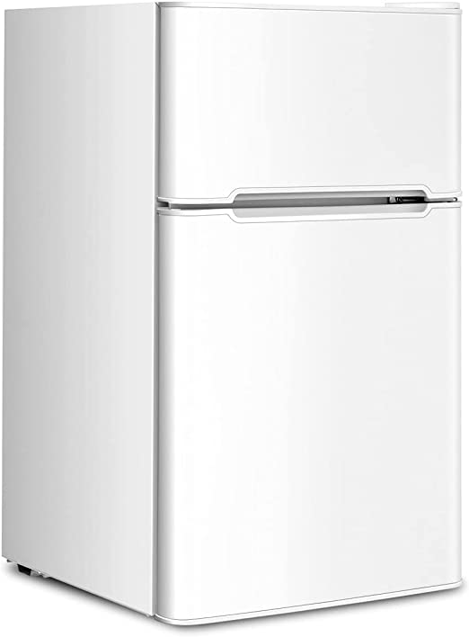 Mini Freezer Cooler Fridge w/2 Reversible Door, Removable Glass Shelves,