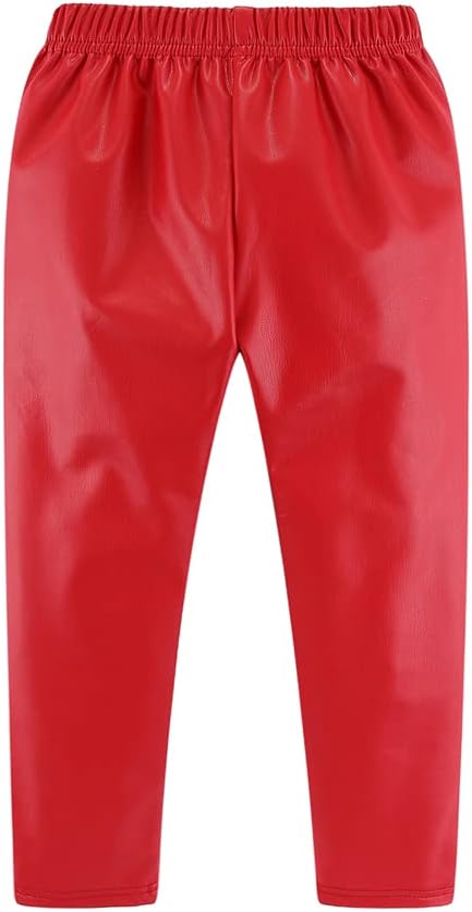 Girl leather pants made of soft artificial PU leather with thick velvet, stylish and warm in winter,  Leather Leggings Black Thick Fleece Lined Stretch Pants