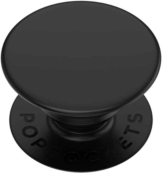 a cell phone holder, phone gripper for back of phone, phone holder for hand, PopGrip with Swappable Top for Phones and Tablets - Black