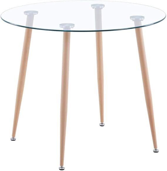 this 4 pieces dining table set easily blend with anywhere you want in home or other places. Besides,Glass Dining Table with Wood Legs,Morden 31.5