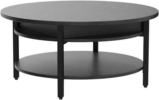 designed small table can be used as a coffee table, cocktail table, end table, 35.43'' Farmhouse Coffee Table for Living Room Reception Room, 2 Tier Large Round Coffee Table Round Dining Table,