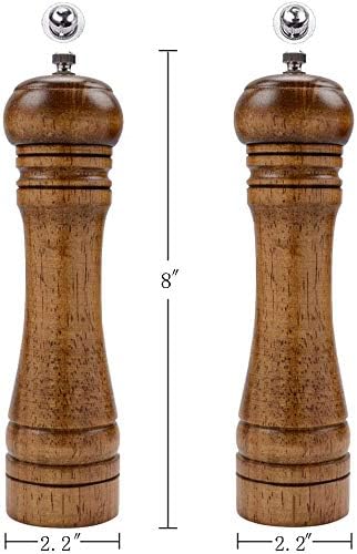 Salt and Pepper Grinder Set, Wooden Salt Pepper Mill Grinders Kitchen Manual Wood Pepper Mills Set