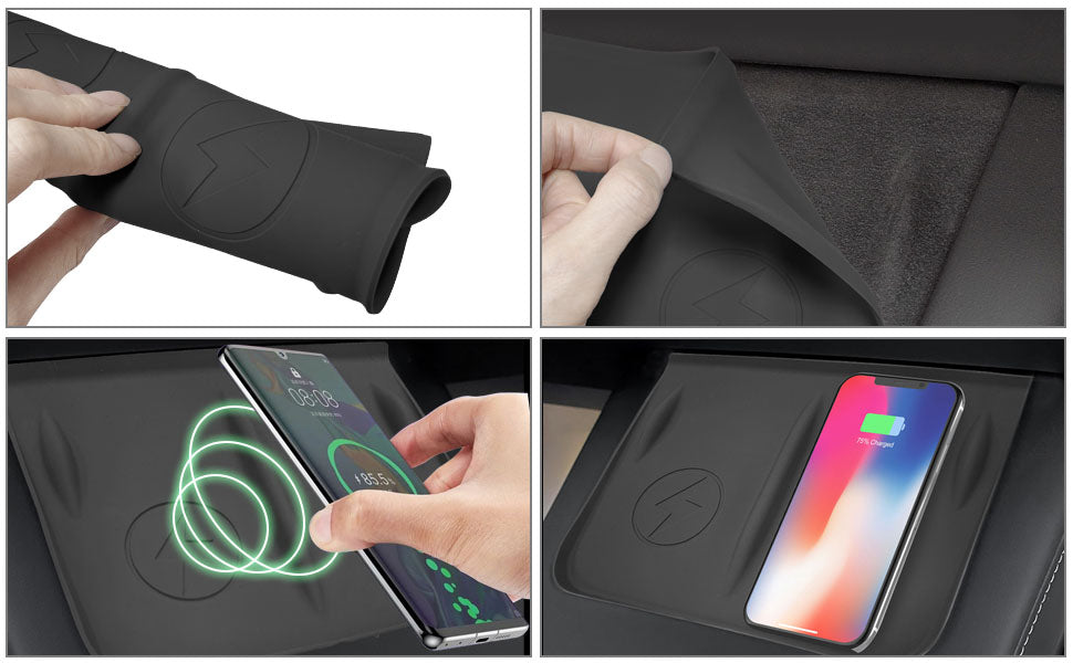 Non-Slip Mats Phone Tray Wireless Charger Cover  Wireless Charging Silicone Mat  Waterproof  for tesla