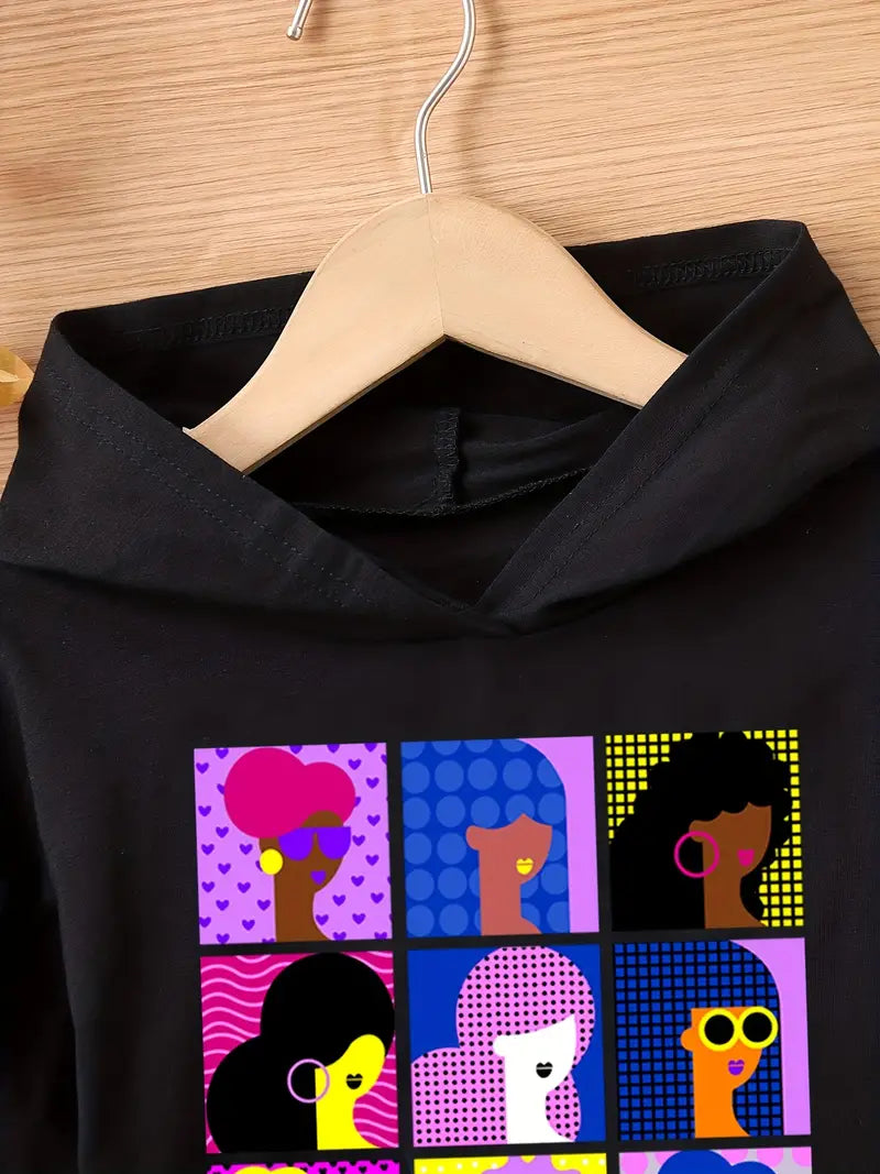 Girls Pullover Sweatshirt Butterfly Print Long Shirts Hooded Crop Tops Fashion Outwear