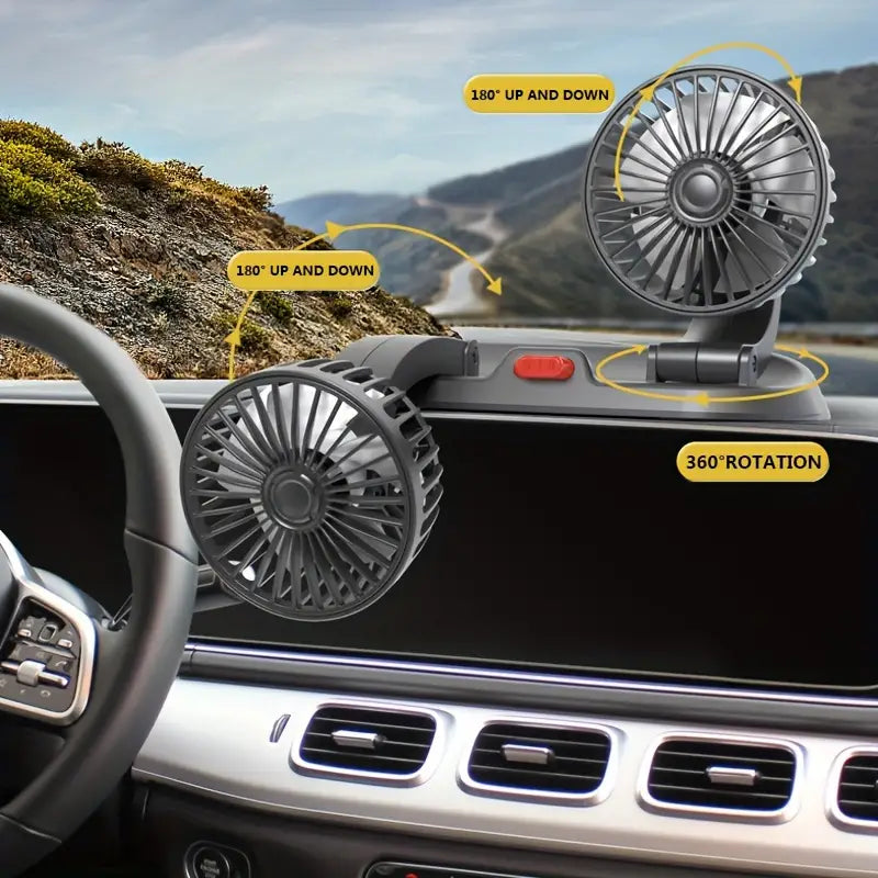 Car Double-headed Mini Fan- USB Plug-in