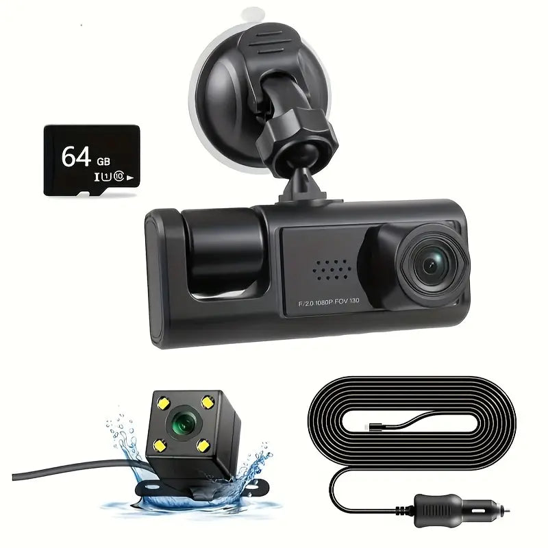 Cam HD 1080P Front And Rear Dual Lens Dashcam Parking Lot, Infrared Night Vision Image- Camera Lens Car