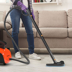 Steam Cleaner with 19 Accessories, Heavy Duty Household Steamer Chemical-Free Cleaning, 1.5L Dual-Tank Rolling Cleaning Machine for Carpet, Floor, Window and Car