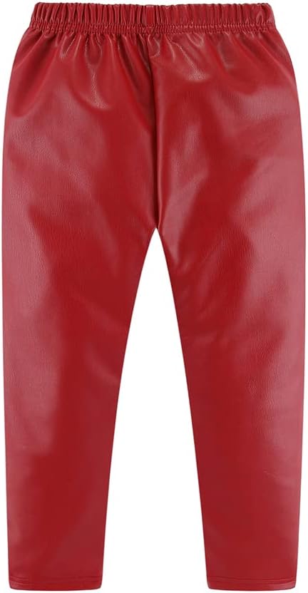 Perfect for everyday wear or special occasions, these leggings are a wardrobe essential, offering great value and style, Girls Warm Pants Faux Leather Fleece Lined