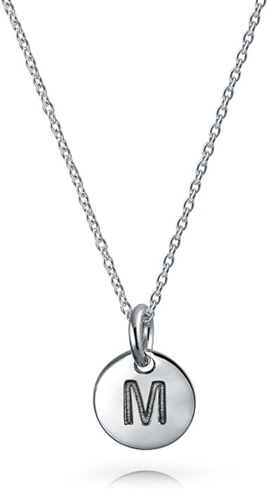Disc Block Letter Alphabet A-Z Initial Pendant Necklace For Teen AND Women - fashion gift and a beautiful alphabet script addition to your jewelry box.