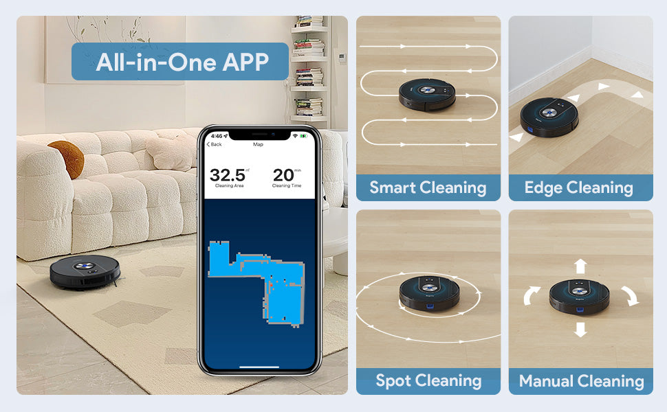 Self-Charging, Alexa/App/WiFi ,Bagotte 3000Pa Robot Vacuum Cleaner,4 in 1 Robotic Vacuums Gyro Navigation 3.0