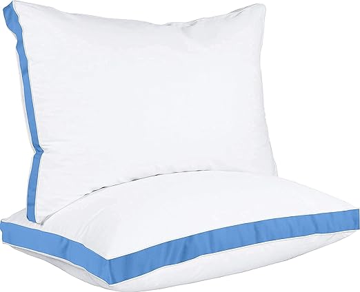 Set of 2, Cooling Hotel Quality, Gusseted Pillow for Back, Stomach or Side Sleepers
