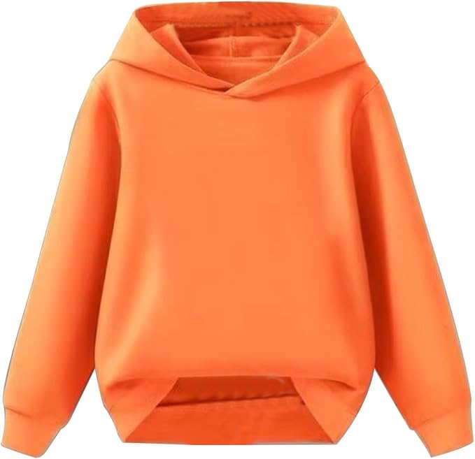 Lightweight polyester french terry fabric of mid thickness, this hoodie combines softness, breathability, and warmth for year-round comfort. Solid Classic Hoodies Soft Hooded Pullover Sweatshirts for Children Basic Cotton Hoodie School Tops