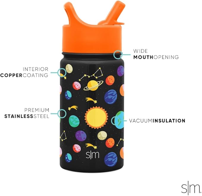 Water Bottle with Straw | Insulated Stainless Steel Reusable Tumbler for Toddlers, Girls, Boys | Summit Collection