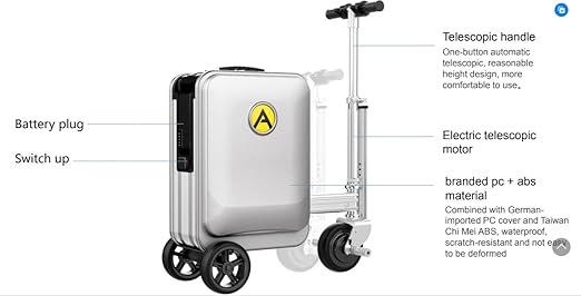 suitcase can be switched to an electric car with “one key”and side is opened, partition design, easy to store personal belongings,  Suitcase USB Charging Ports TSA Lock for Travel UPS Shipping
