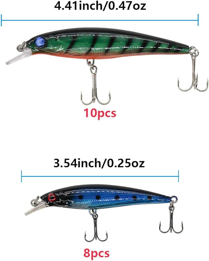this kit is suitable for multiple fishing environments.Fishing Lures Kit Set, Baits Tackle Including Crankbaits