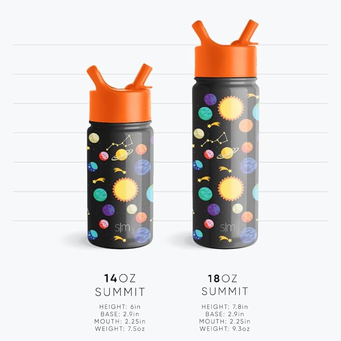 Water Bottle with Straw | Insulated Stainless Steel Reusable Tumbler for Toddlers, Girls, Boys | Summit Collection