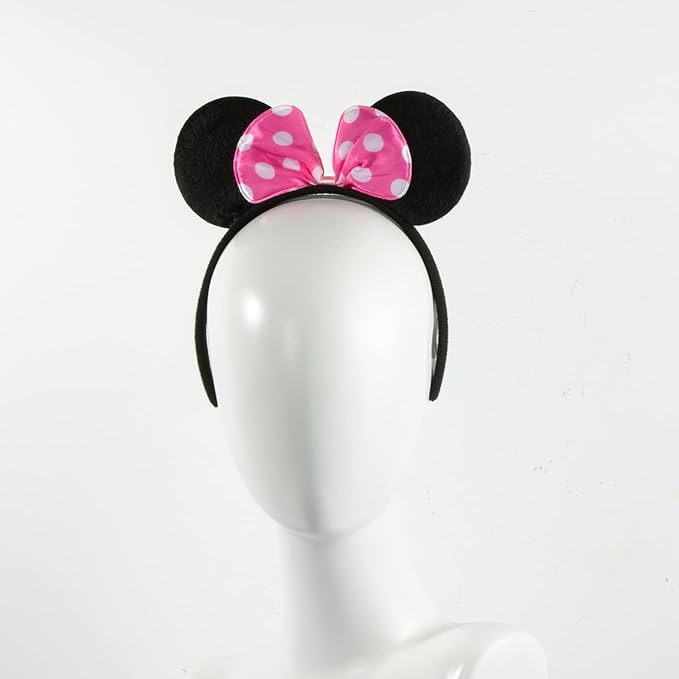The band is covered with short plush fabric, soft and light without causing head pain, even if worn for a whole day, Mouse Ears Headband