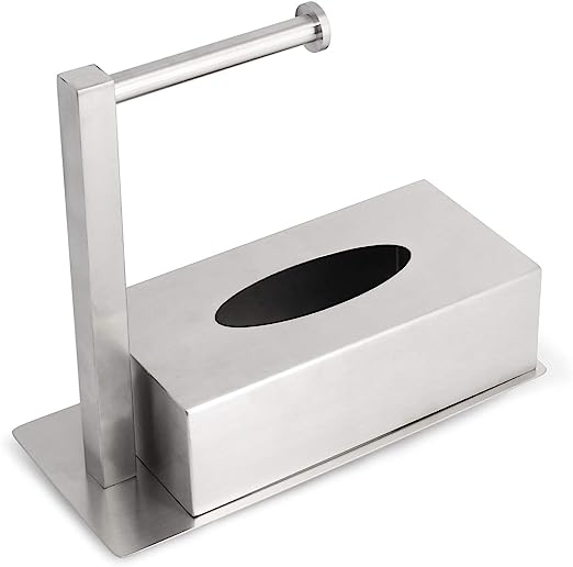 Metal Tissue Box Cover for Disposable Paper Facial Tissues, Rectangular Holder for Storage on Bathroom -  Tissue Box Cover with Toilet Paper Holder