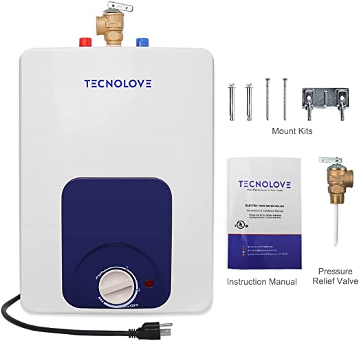 Tecnolove Hot Water Heater Electric, 4 Gallons Mini-Tank Small Under Sink Water Heater for Point of Use, 120V Corded Wall or Floor Mounted (15L MT40)