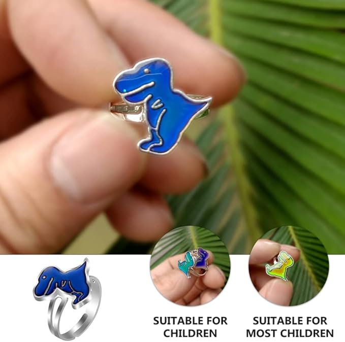 most outfit and show your personality,  Adjustable Open Band Ring- Dinosaur Color Change Mood
