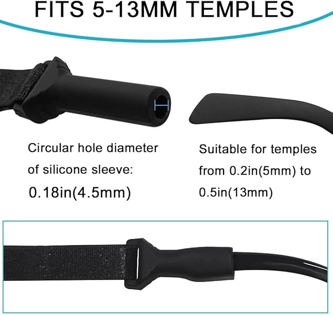 Made of silicone and elastic nylon, it is odorless, non-toxic, soft and safe, suitable for wearing on the head, and will not be soaked by sweat. Unisex Sunglass Straps Holder for Men Women Kids
