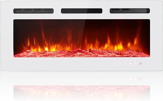 the room temperature from 62°F to 82°F. Timer setting: 1H to 8H; Provides supplemental heat for up to 400 sq. Wall Mounted Heater with Remote Control Timer 12 Flame Colors 5 Flame Settings Glass Panel