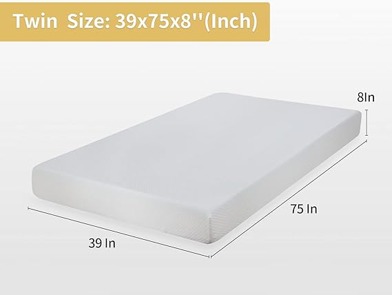 Mattresses for Cool Sleep & Pressure Relief,Medium Firm Mattresses CertiPUR-US Certified/Bed-in-a-Box,Twin