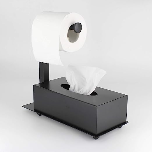 Metal Tissue Box Cover for Disposable Paper Facial Tissues, Rectangular Holder for Storage on Bathroom -  Tissue Box Cover with Toilet Paper Holder