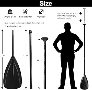 Strong Endurance, Strong Stroke Will Not Soften, More Durable, This Paddle Can Maintain a Harsh Environment, Accessories Adjustable Double Holes Lock Sturdy