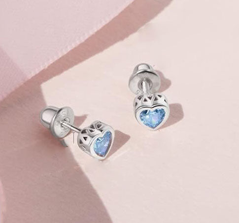 ensuring the comfort of children throughout the day with appropriate sizing and ergonomic designs, Screw Back Stud Baby Earrings - Safety Screw Back for Toddlers