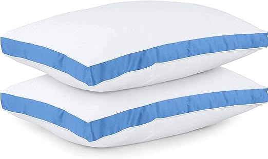 Set of 2, Cooling Hotel Quality, Gusseted Pillow for Back, Stomach or Side Sleepers