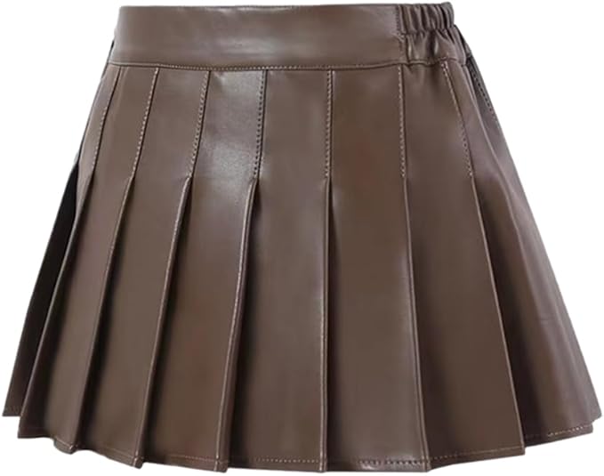 Mini skirt for girls, perfect for daily wear, school, vacations, holidays, park, streetwear, outdoor activities, party, birthdays, photo shoots, family days, etc. Faux Leather Short Skirts School Uniform Mini Skirts Flare Skort with Shorts Lined