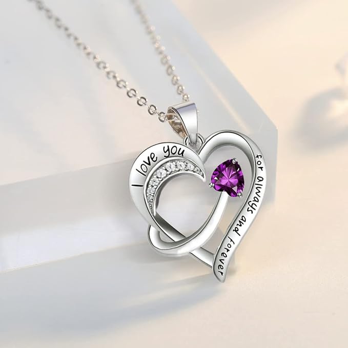 Necklace for Women 18k White Gold Plated 5A Cubic Zirconia Engraved I Love You , t made with professional material proved to be hypoallergenic
