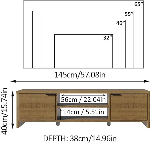 Storage cabinets on the sides, meuble TV, TV Stand Cabinet with Storage Space and Cable Management for TVs up to 65 Inches