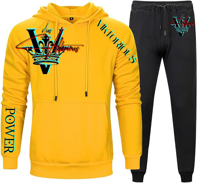 2 Piece Spring Casual Solid Jogger Sport Gym Pockets Sweatsuit Long Sleeve Hoodies and Sweatpant Set