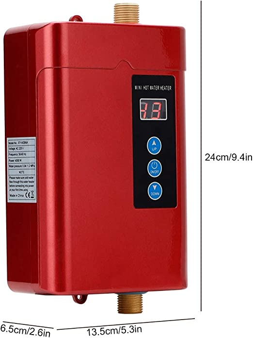 Instant Water Heater, Mini LCD Display Touch-Screen Electric Tankless Water Hot Heater Remote Control Household Water Heating Machine with Memory Function for Bathroom Kitchen (Black US 3000W)