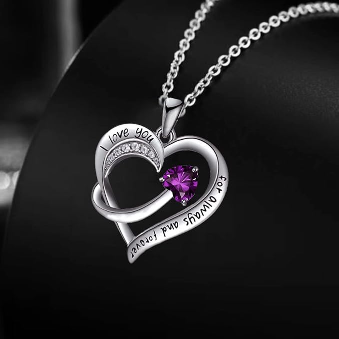 Necklace for Women 18k White Gold Plated 5A Cubic Zirconia Engraved I Love You , t made with professional material proved to be hypoallergenic