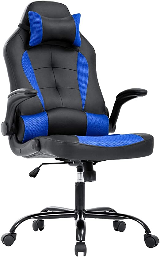 aming Chair, Computer Chair with Footrest and Lumbar Support, Height Adjustable Gaming Chair Seat and Headrest for Office or Gaming