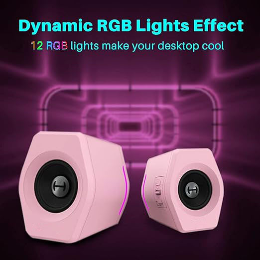 Professional acoustic-team tuning, EQ adjustment with Game, Desktop PC Laptop Mac Computer Woofer Speakers Bluetooth USB 3.5mm AUX Inputs RGB Lights Multimedia Speakers