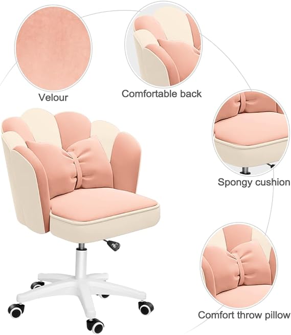 This pink flower-shaped chair goes well with any cute pink, white, or any warm-toned interior style.Chair Cute Petal Desk Chair, Modern Fabric Home Butterfly Chairs