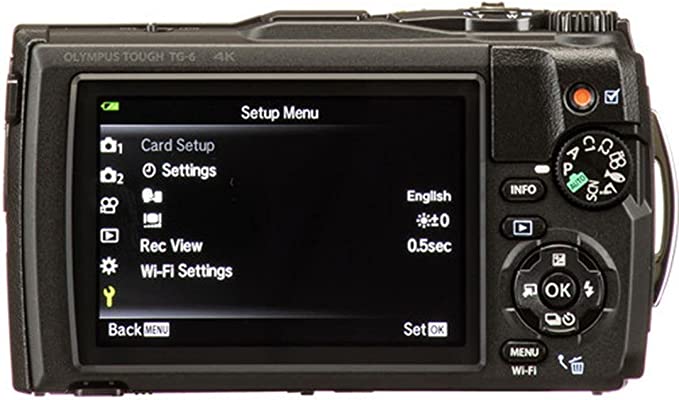 Olympus Tough TG-6 Digital Camera (Black) + 2 Pieces SanDisk 64GB Memory Card + Extra Battery + Case + Tripod + ZeeTech Accessory Bundle