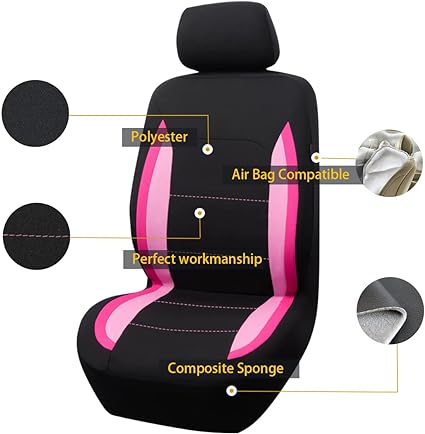 Light Pink Easy installations,don't need to dismantle your car seats,  Car Seat Covers Front Seats Rear Bench Polyester car seat Protectors