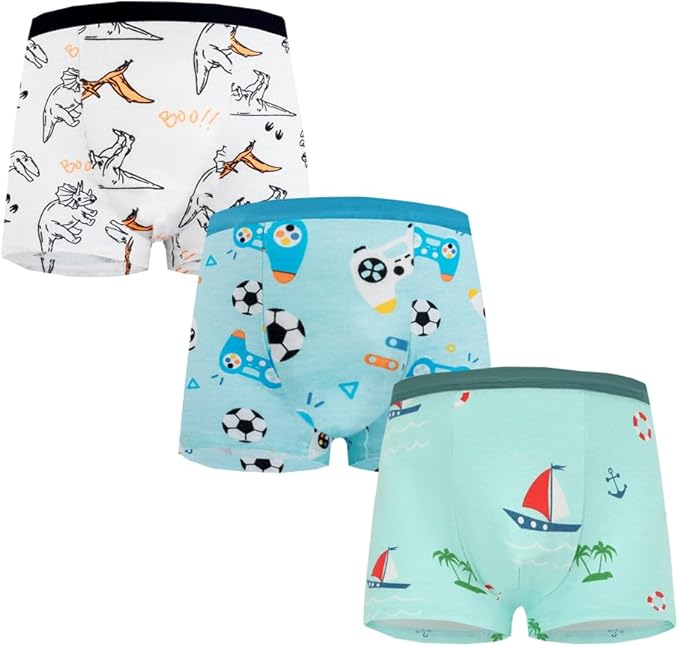Design for Boys underwear: Pattern include dinosaur, it's fit child interesting. Pack of 12