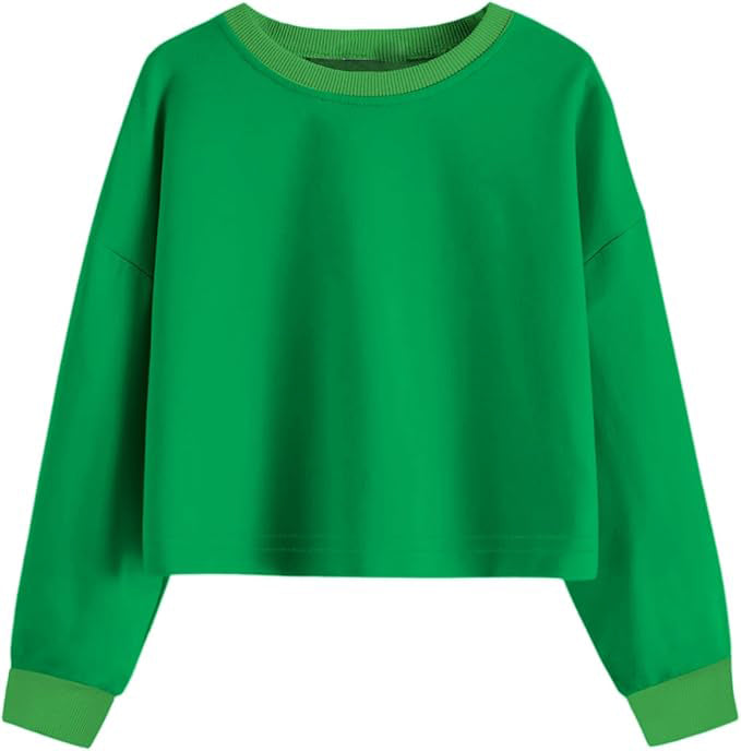 Girls cropped sweatshirt for comfortable wear, made of soft quality fabric, cute sweatshirts, long sleeve crop top for kids, fall sweatshirt.
