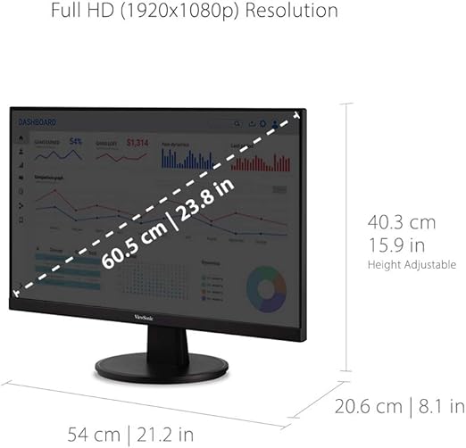 24 Inch Full HD (1920x1080p) LED monitor with thin bezels and 75Hz refresh rate, 24 Inch Full HD 1080p Monitor with Ultra-Thin Bezel, AMD FreeSync, 75Hz, Eye Care, and HDMI, VGA Inputs for Home and Office