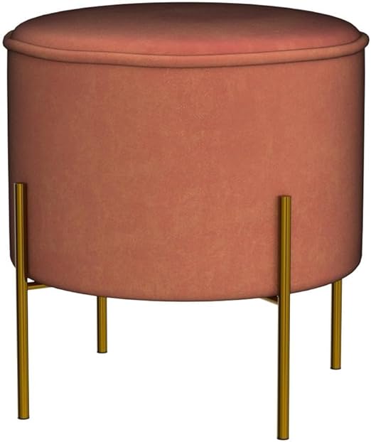 beautiful velvet design, this stool is used as a showcase design work when not in use, Velvet Seat with Metal Ottoman Bracket Foot for Living Room Bedroom