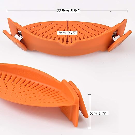 Pan Strainer SNAP'N Strain, Clip-on Silicone Strainer Colander Fits All Size Pots