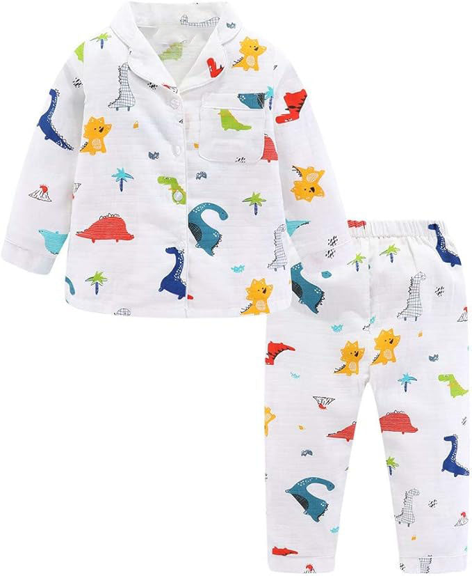 Crafted from 100% cotton, this Boys Cartoon Pajama Set offers a soft, breathable fit that keeps your child comfortable
