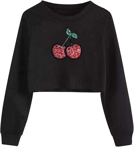Long Sleeve Printings Fashion Pullover Shirt,  Cropped design pairs well with high-waist leggings.